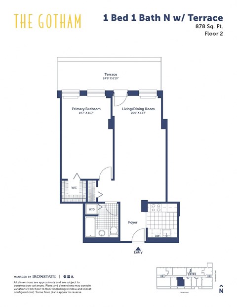 the gotham 1 bed 1 bath floor plan